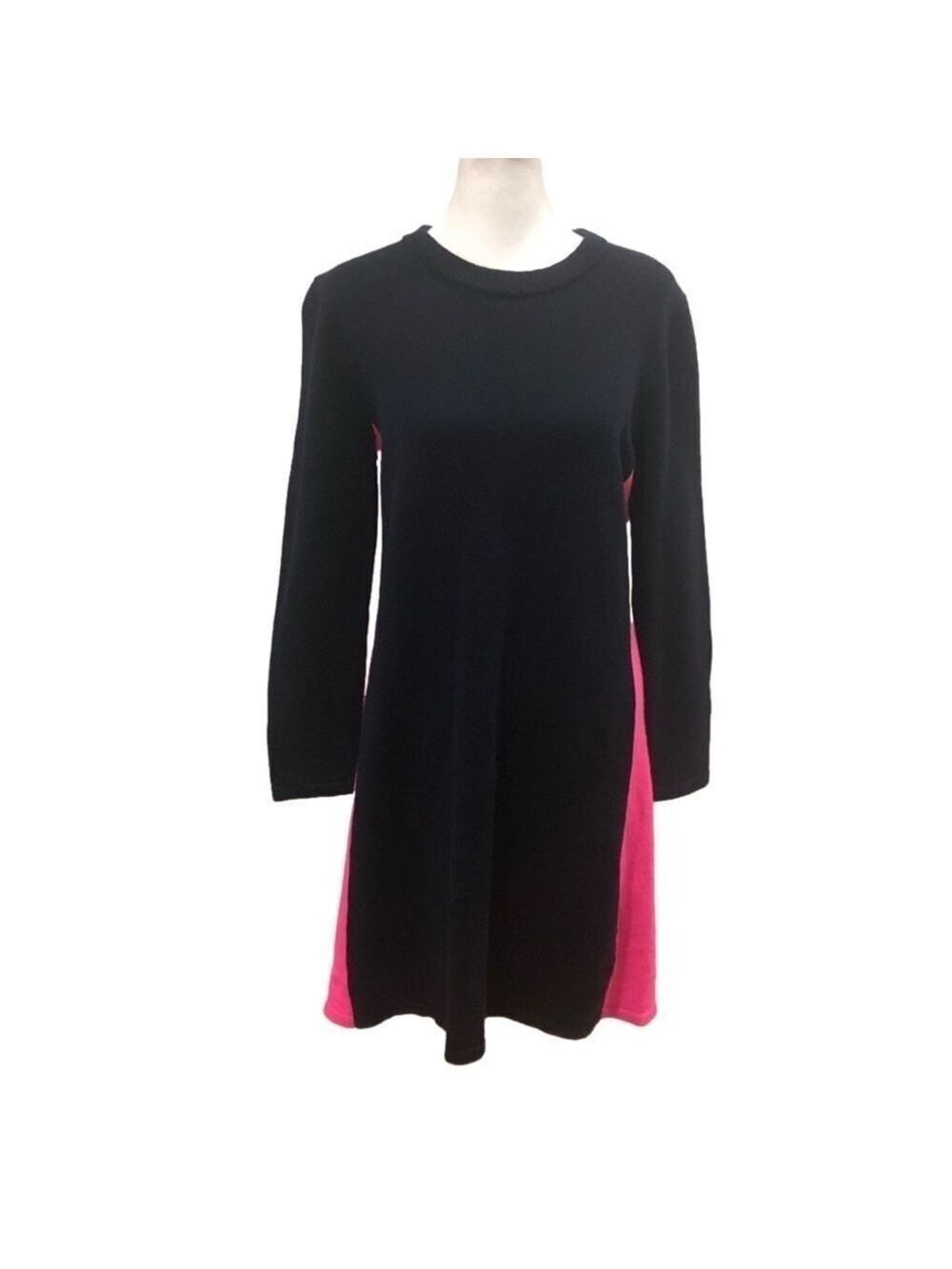 Sail to Sable L merino wool and cotton blend sweater dress color block career